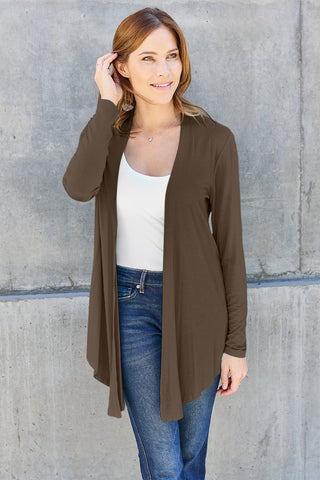 Basic Bae Full Size Open Front Long Sleeve Cardigan Trendsi