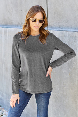 Basic Bae Full Size Round Neck Long Sleeve Top Trendsi