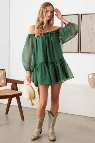 Le Lis Organza Off Shoulder Puff Sleeve Mini Dress Trendsi