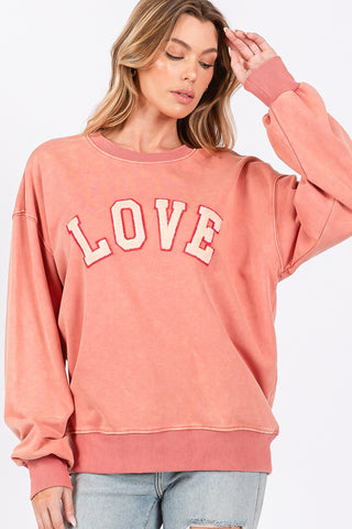 SAGE + FIG LOVE Path Applique Drop Shoulder Sweatshirt Trendsi