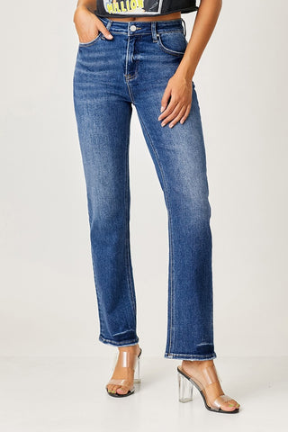 RISEN Mid Rise Slim Straight Jeans Trendsi