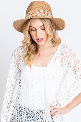 Fame Contrast Detail Wide Brim Straw Hat Trendsi