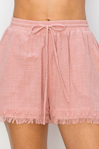 HYFVE Drawstring Frayed Shorts Trendsi