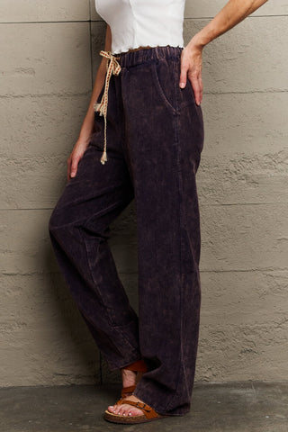 POL Leap Of Faith Corduroy Straight Fit Pants in Midnight Navy Trendsi