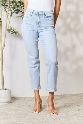 BAYEAS Full Size High Waist Straight Jeans Trendsi