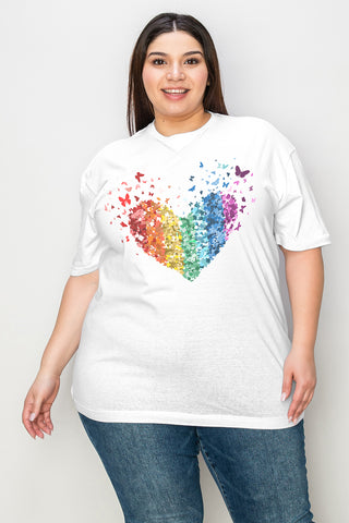 Simply Love Full Size Rainbow Heart Graphic T-Shirt Trendsi