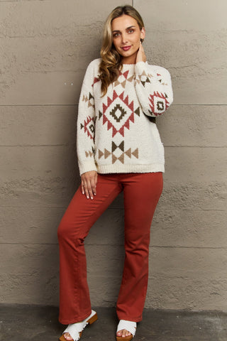 HEYSON Cozy Sunday Aztec Fuzzy Sweater Trendsi