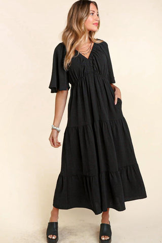 Haptics Tiered Babydoll Maxi Dress with Side Pocket Trendsi