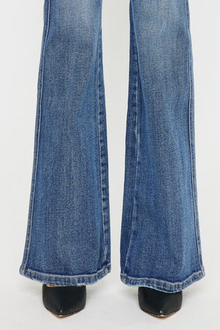 Kancan Cat's Whiskers High Waist Flare Jeans Trendsi