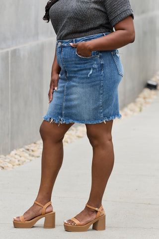 RISEN Amelia Full Size Denim Mini Skirt Trendsi