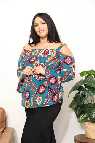 Sew In Love Full Size Floral Cold Shoulder Blouse Trendsi