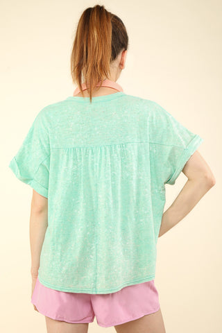 VERY J Nochted Short Sleeve Washed T-Shirt Trendsi