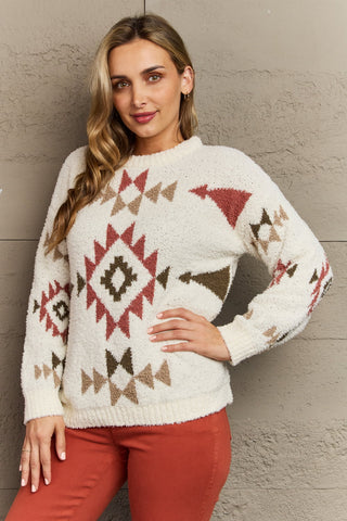 HEYSON Cozy Sunday Aztec Fuzzy Sweater Trendsi