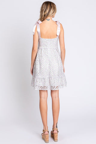 GeeGee Mesh Floral Embroidered Sleeveless Dress Trendsi