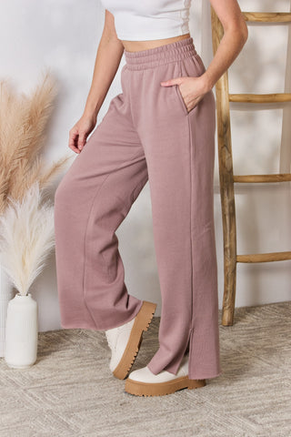 RISEN High Waist Slit Wide Leg pants Trendsi