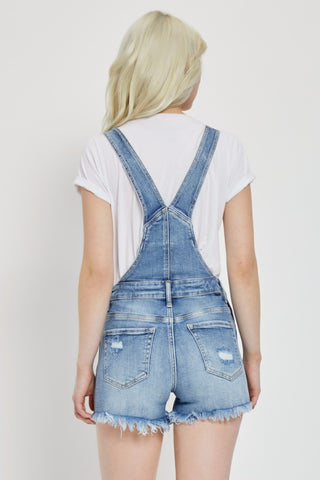 RISEN Distressed Raw Hem Denim Overalls Trendsi