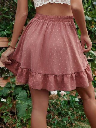 Honey Ruffle Hem Elastic Waist Mini Skirt Trendsi