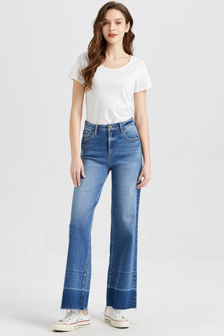 BAYEAS Full Size High Waist Cat's Whisker Wide Leg Jeans Trendsi