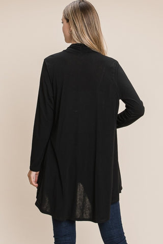 BOMBOM Open Front Long Sleeve Cardigan Trendsi