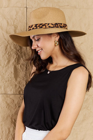 Fame Wild One Leopard Ribbon Straw Hat Trendsi