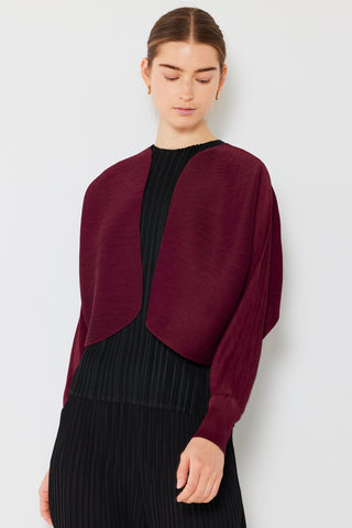 Marina West Swim Rib Pleated Puff Sleeve Bolero Cardigan Trendsi