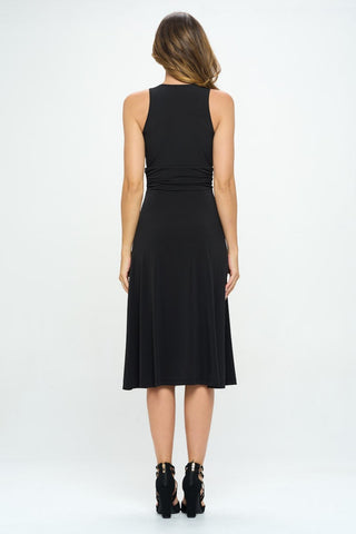 RENEE C Ruched Waist Sleeveless Slit Dress Trendsi