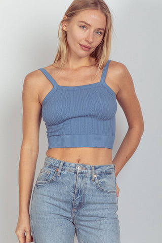 VERY J Cable Knit Seamless Cropped Cami Trendsi