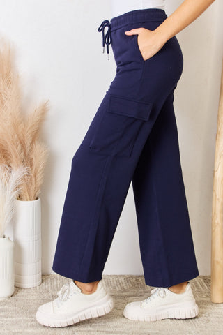 RISEN Drawstring Relaxed Cargo Wide Leg Pants Trendsi