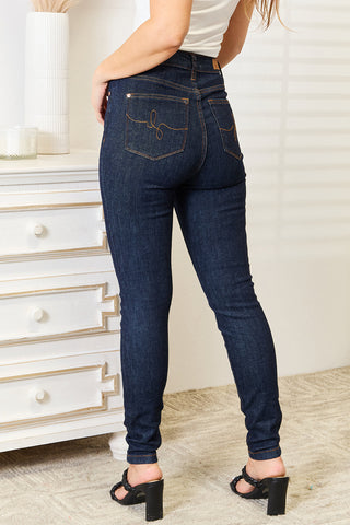 Judy Blue Full Size High Waist Pocket Embroidered Skinny Jeans Trendsi