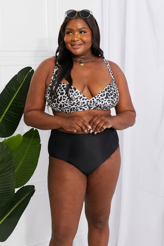 Marina West Swim Take A Dip Twist High-Rise Bikini in Leopard Trendsi