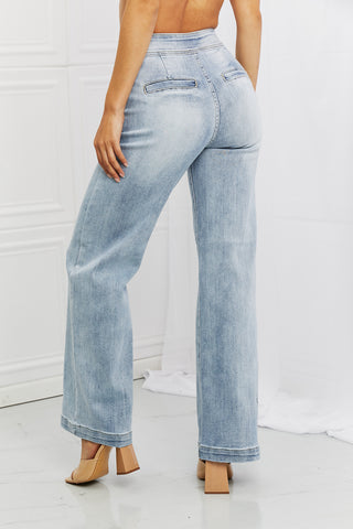 RISEN Full Size Luisa Wide Flare Jeans Trendsi