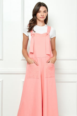 Veveret Wide Strap French Terry Overalls Trendsi