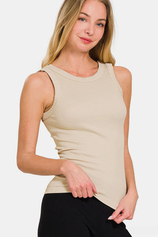 Zenana 2 Way Neckline Washed Ribbed Tank Trendsi