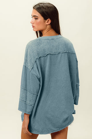 BiBi High-Low Washed T-Shirt Trendsi