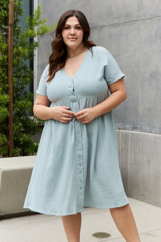 Sweet Lovely By Jen Full Size Button Down Midi Dress Trendsi