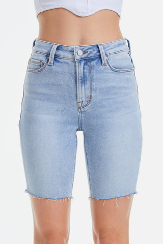 BAYEAS Mid Rise Stretch Denim Shorts Trendsi