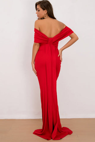 Off-Shoulder Floor Length Dress Trendsi