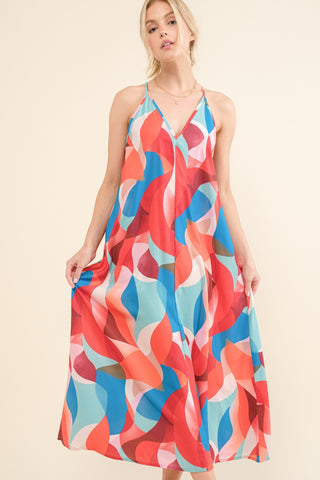 And the Why Printed Crisscross Back Cami Dress Trendsi