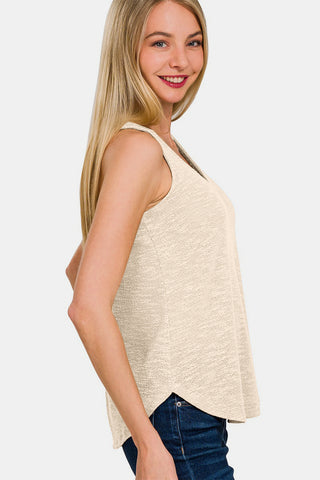 Zenana V-Neck Curved Hem Tank Trendsi