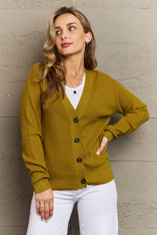 Zenana Kiss Me Tonight Full Size Button Down Cardigan in Chartreuse Trendsi