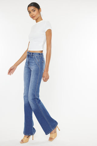 Kancan Ultra High Waist Gradient Flare Jeans Trendsi