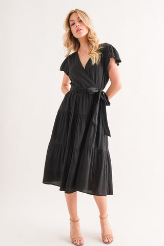 And The Why Textured Tiered Midi Dress Trendsi