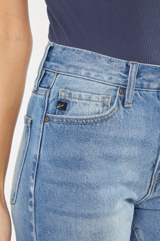 Kancan High Waist Chewed Up Straight Mom Jeans Trendsi