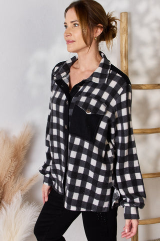 Hailey & Co Full Size Plaid Button Up Jacket Trendsi