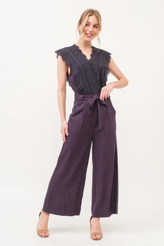 And The Why Laced Surplice Tie Waist Jumpsuit Trendsi