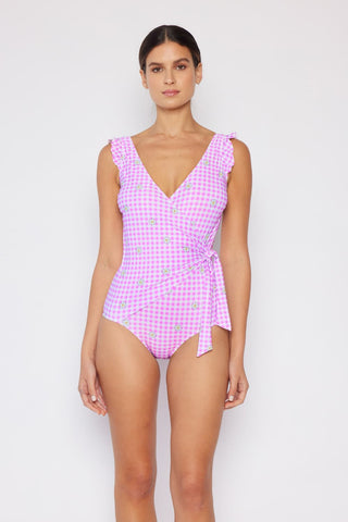 Marina West Swim Full Size Float On Ruffle Faux Wrap One-Piece in Carnation Pink Trendsi