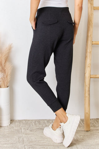 RISEN Soft Knit Drawstring Cropped Joggers Trendsi