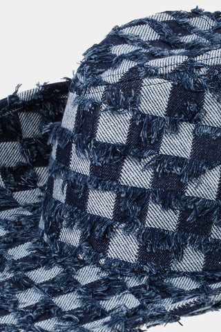 Fame Checkered Fringe Denim Cowboy Hat Trendsi