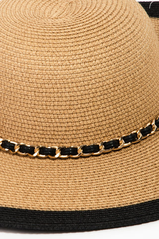 Fame Chain Black Trim Straw Hat Trendsi