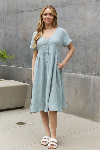 Sweet Lovely By Jen Full Size Button Down Midi Dress Trendsi